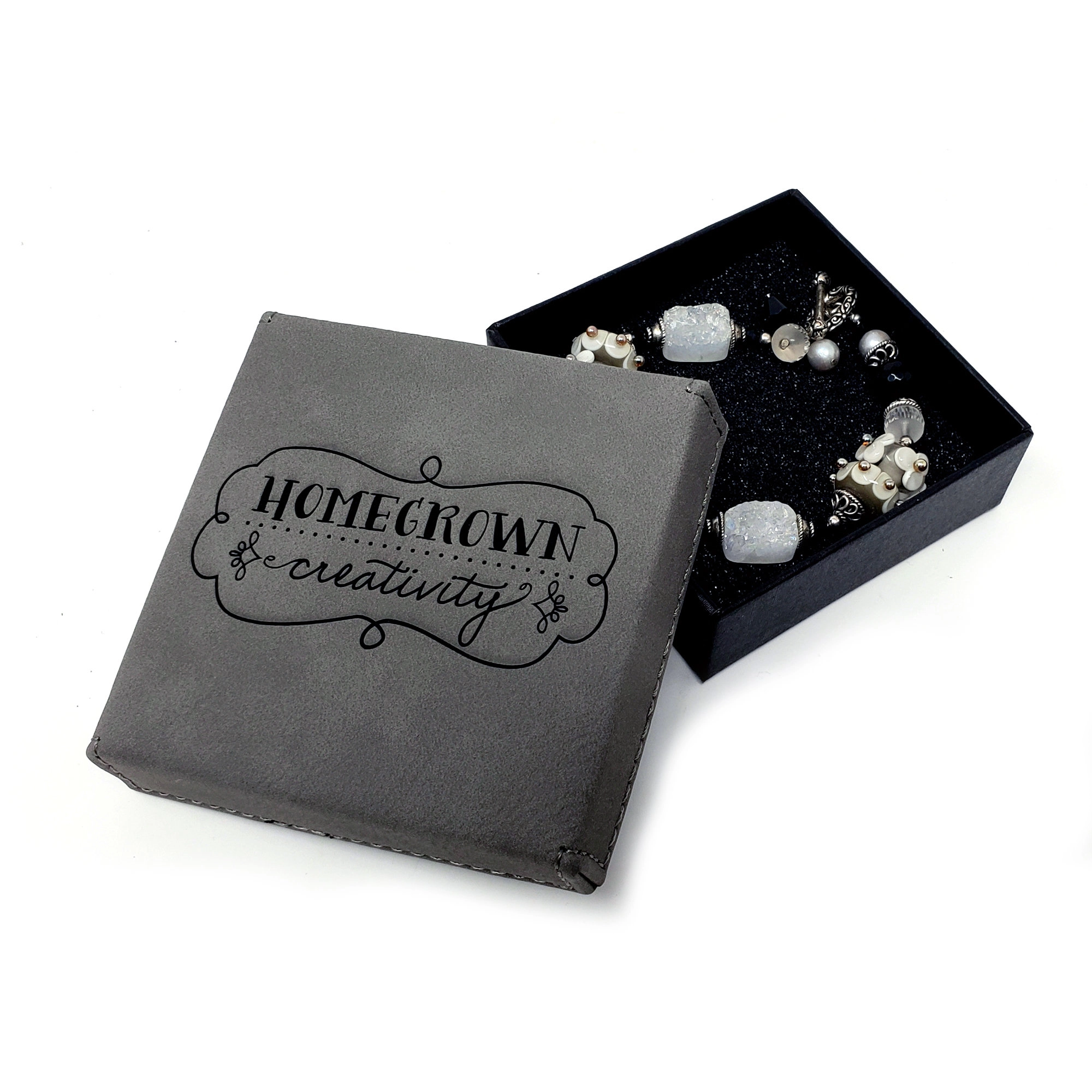 Custom Jewelry Gift Boxes packaging 3.5"x3.5" - Laser Engraved with your text or logo Faux Leather