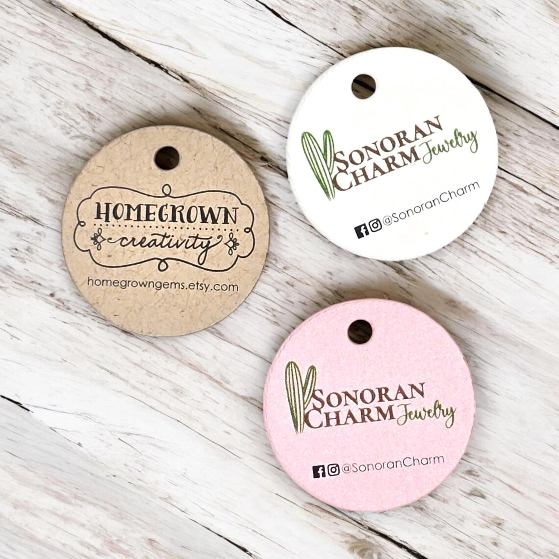 Circle Round Die Cut Hang Tags Customized with your Logo | Multiple Sizes