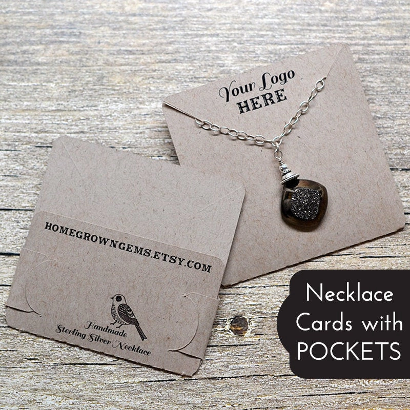 Pocket Necklace Cards - 2.5"x2.5" Holds Necklace Chain in Back ECONOMY
