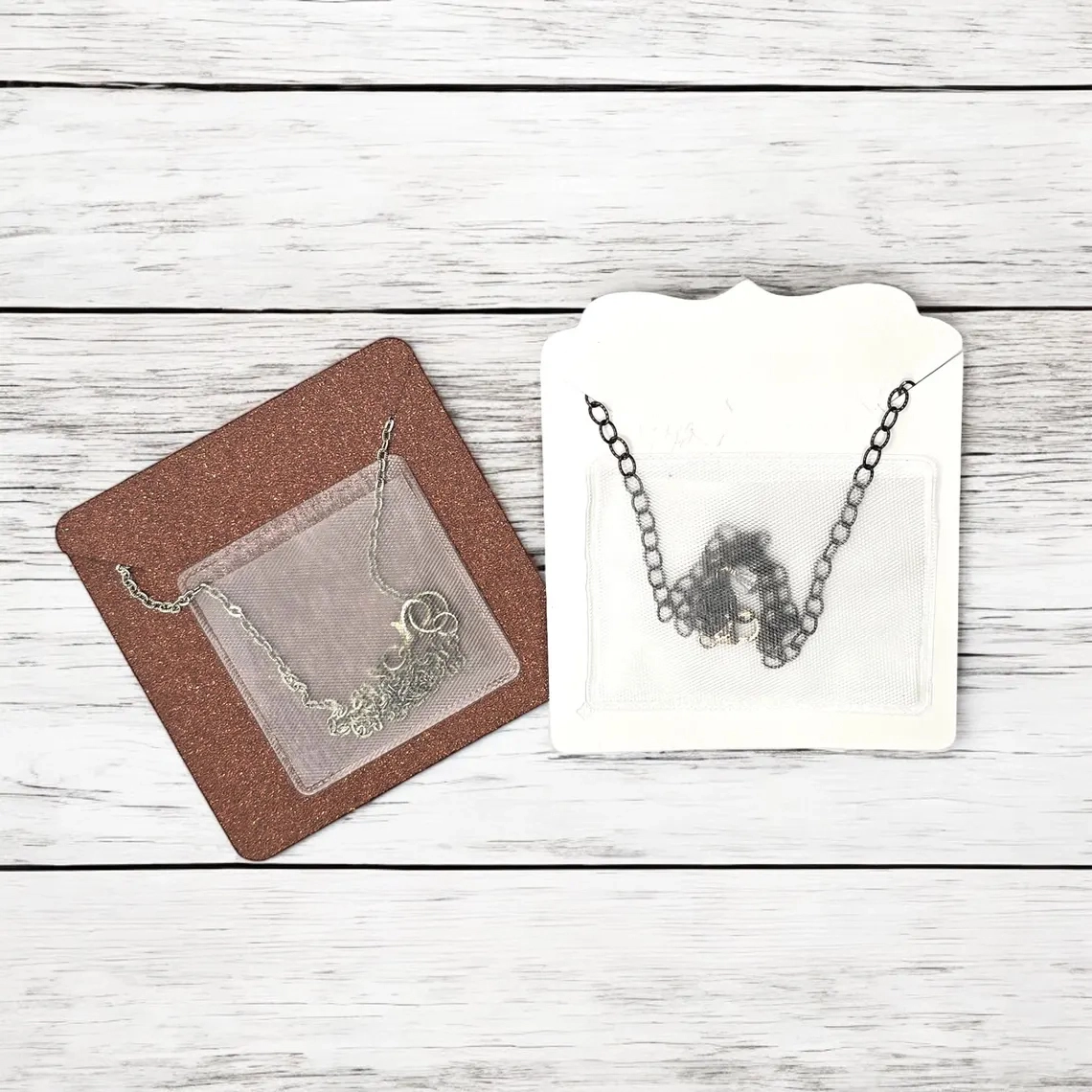 Plastic Stick on Pouches for necklace cards - Hold Chain