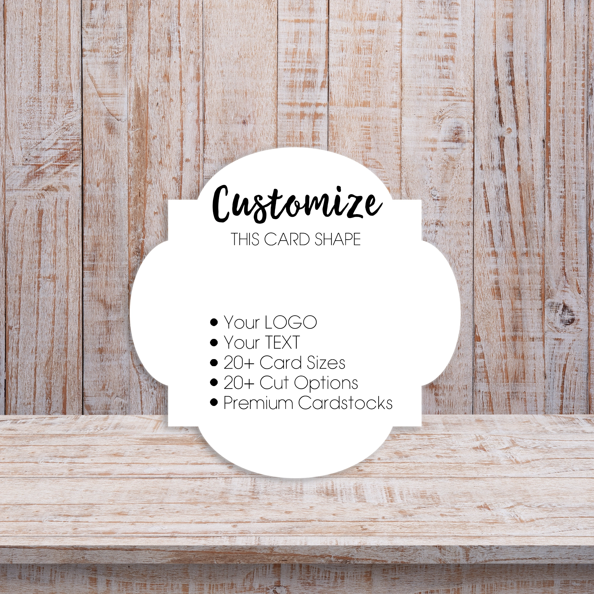 Curved Sides Square Point Die Cut Product Display Cards 2