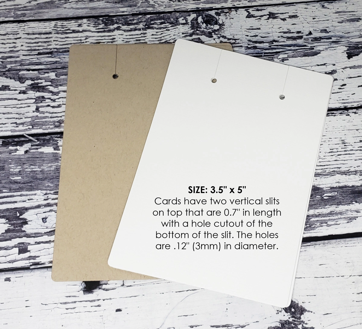 3.5"x5" Necklace Cards - Vertical Slits and Holes ECONOMY 3