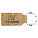 Leatherette Rectangle Keychain Customized Logo Personalized - Laser Engraved 7