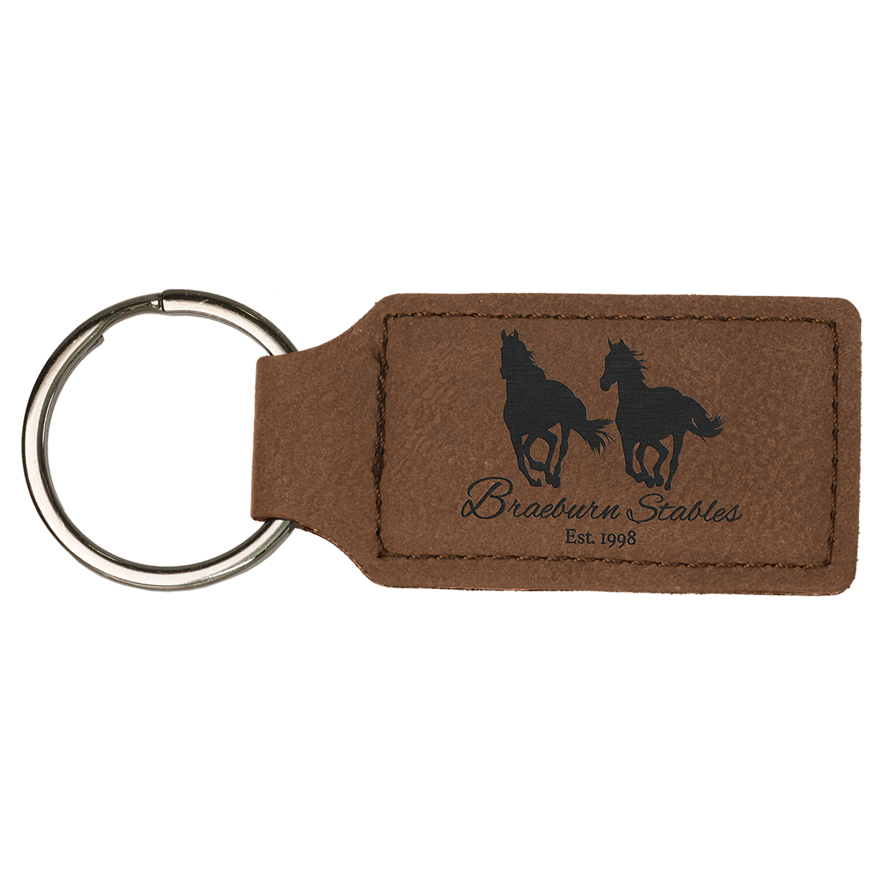 Leatherette Rectangle Keychain Customized Logo Personalized - Laser Engraved 6