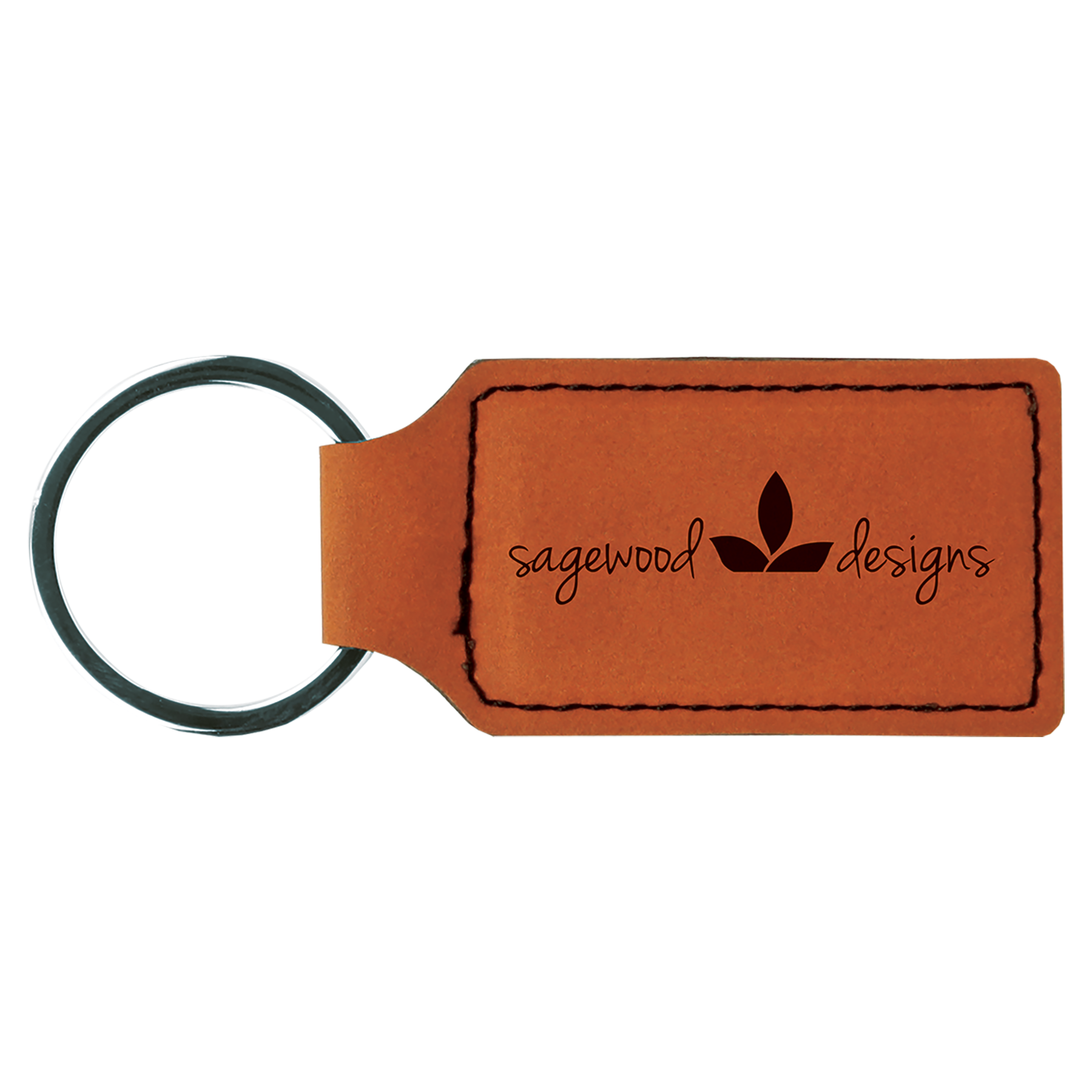 Leatherette Rectangle Keychain Customized Logo Personalized - Laser Engraved 5