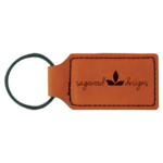 Leatherette Rectangle Keychain Customized Logo Personalized - Laser Engraved 5