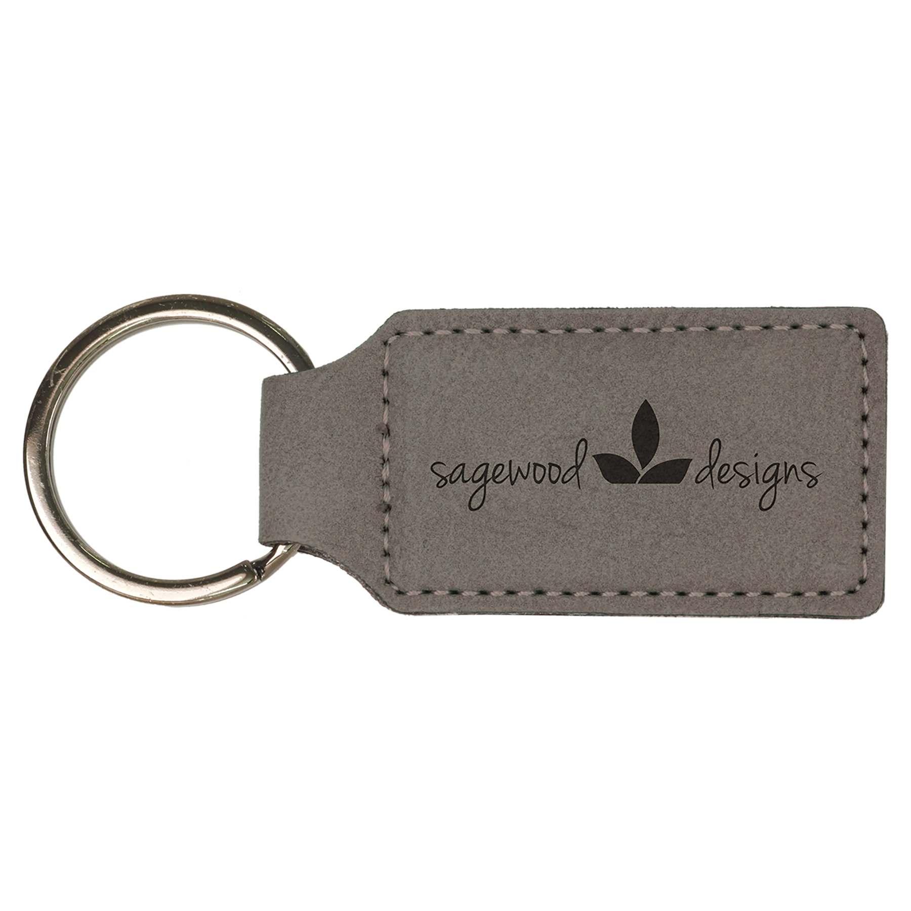 Leatherette Rectangle Keychain Customized Logo Personalized - Laser Engraved 4