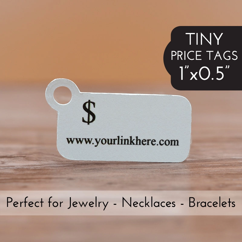 Tiny Rectangle Price Tags for Jewelry Necklace Bracelets Earrings | Includes Barbs 4
