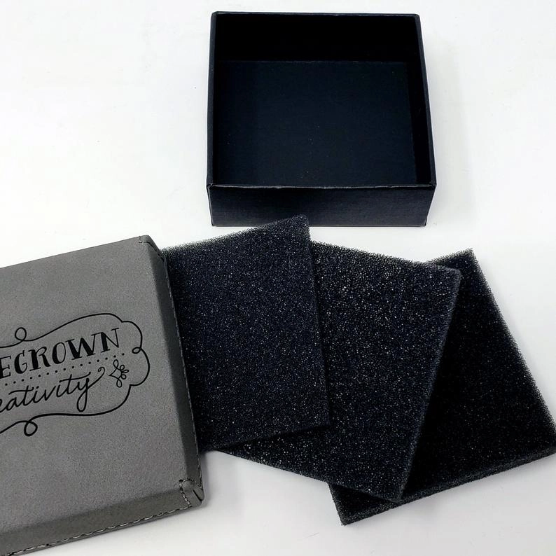 Custom Jewelry Gift Boxes packaging 3.5"x3.5" - Laser Engraved with your text or logo Faux Leather 2