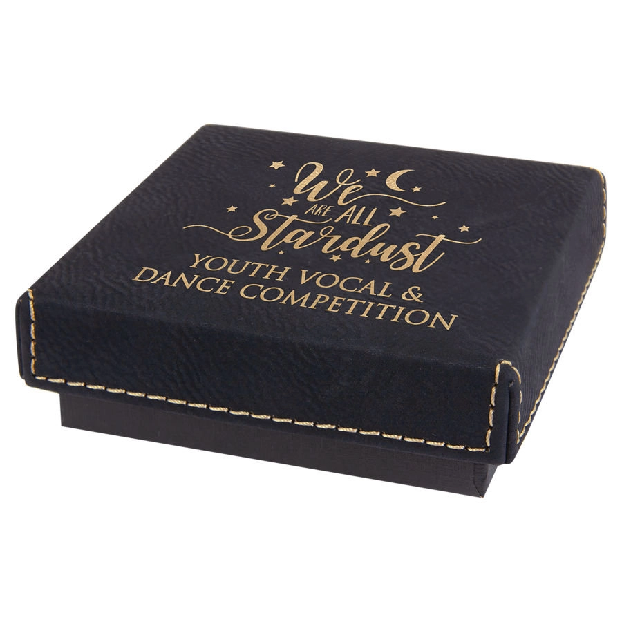 Custom Jewelry Gift Boxes packaging 3.5"x3.5" - Laser Engraved with your text or logo Faux Leather 6