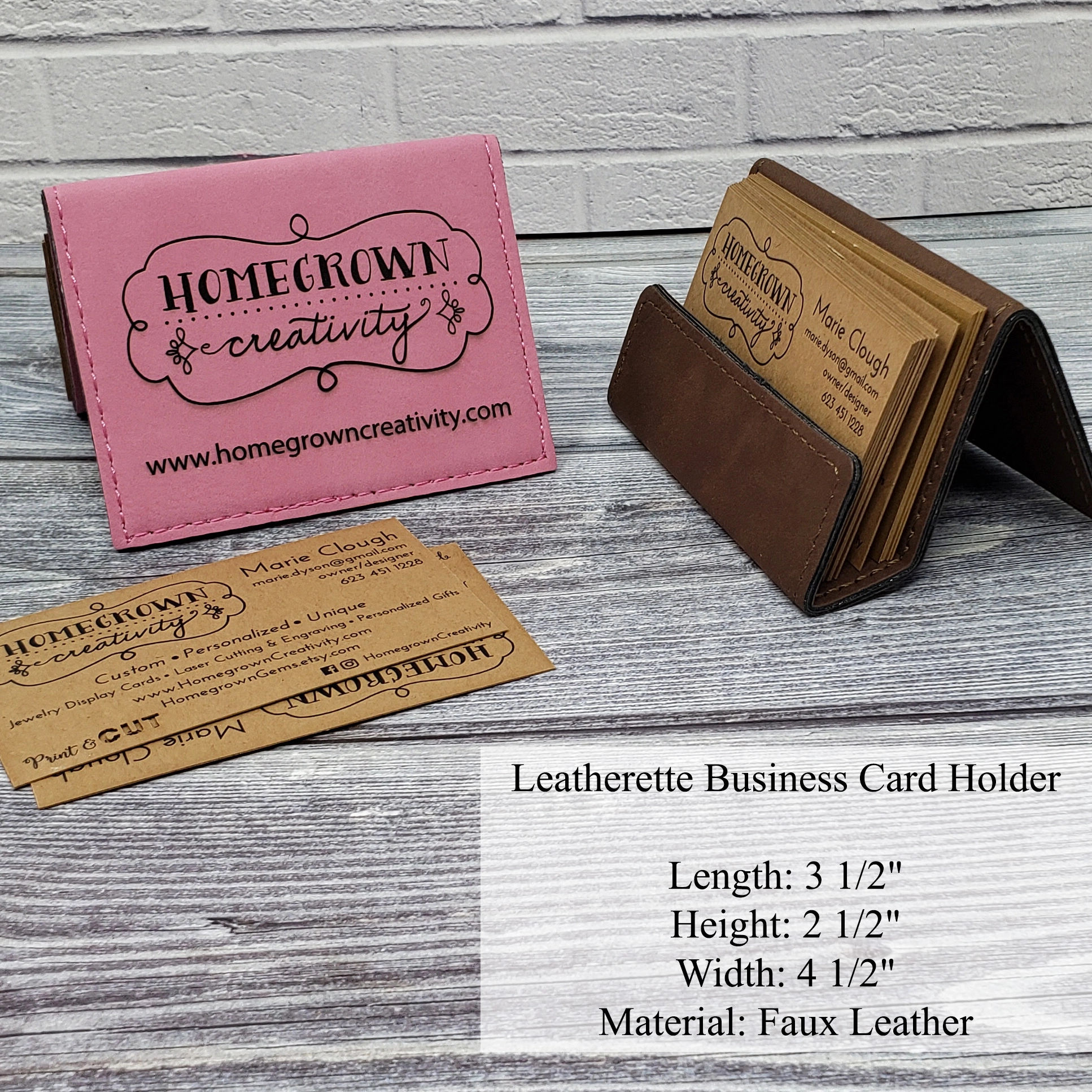 Custom Desktop Business Card Holder Leatherette Easel Style 3