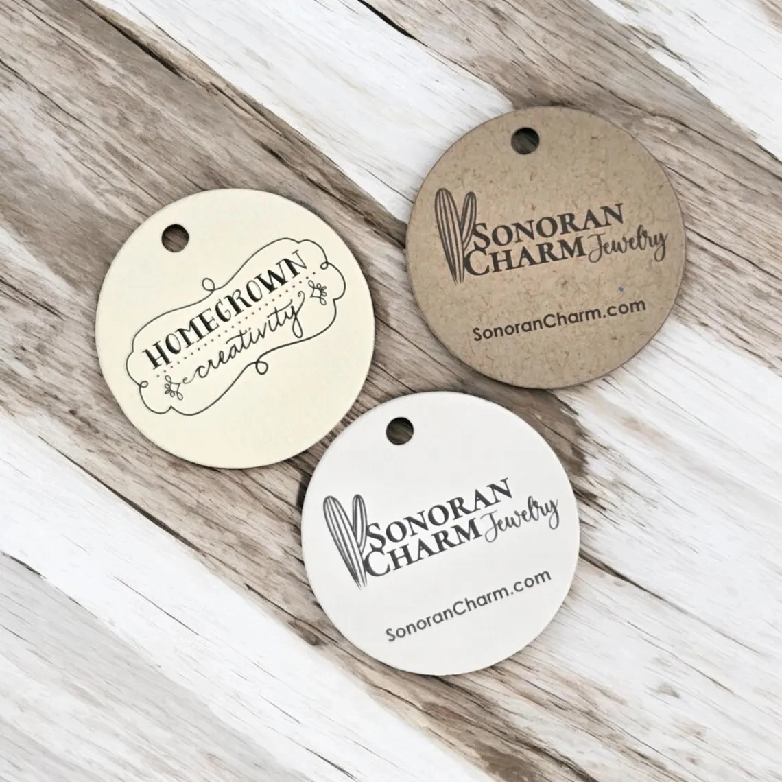 Circle Round Die Cut Hang Tags Customized with your Logo | Multiple Sizes 1
