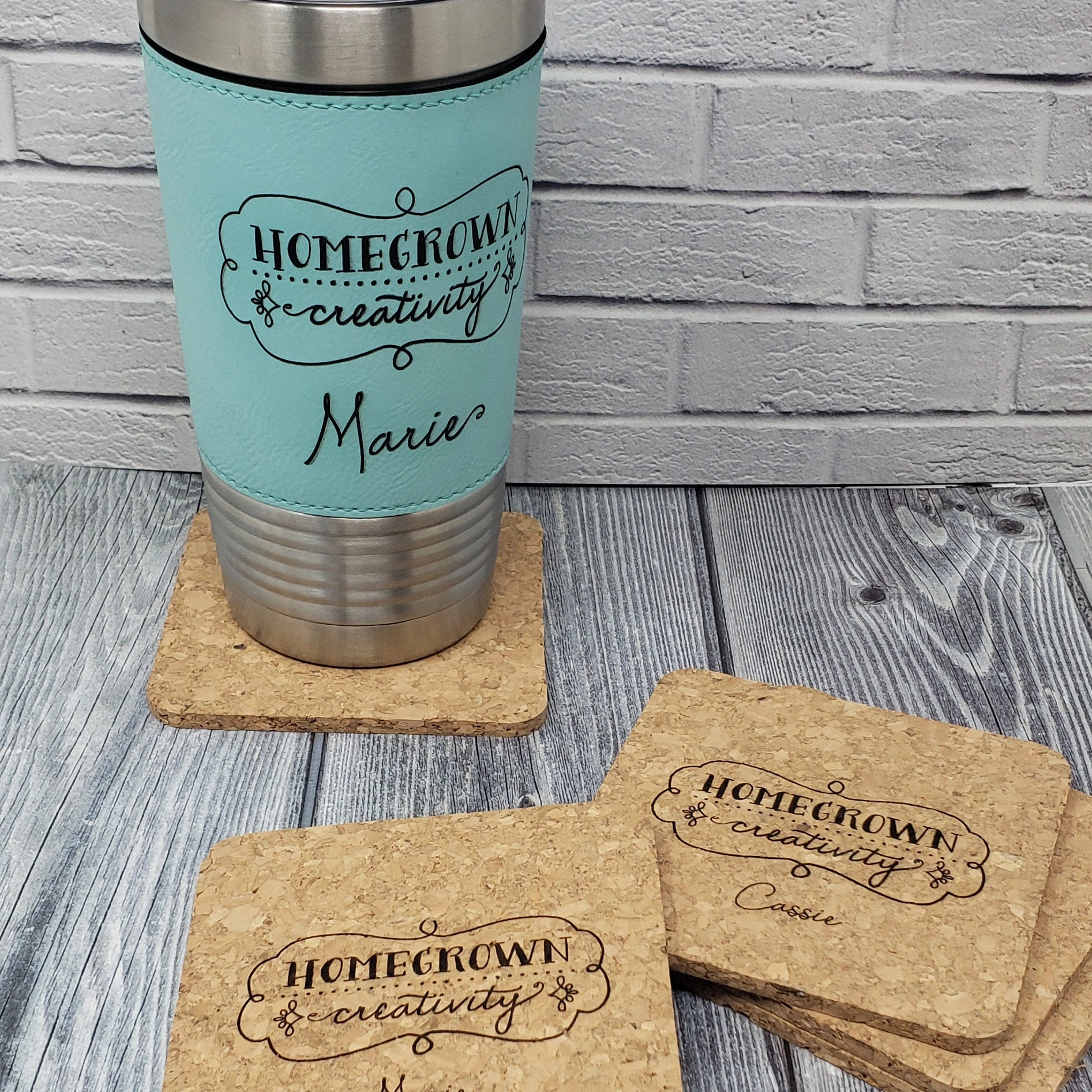 Personalized Cork Coasters | Set Square | Housewarming Gift Wedding Party Gift New Home Teacher 3
