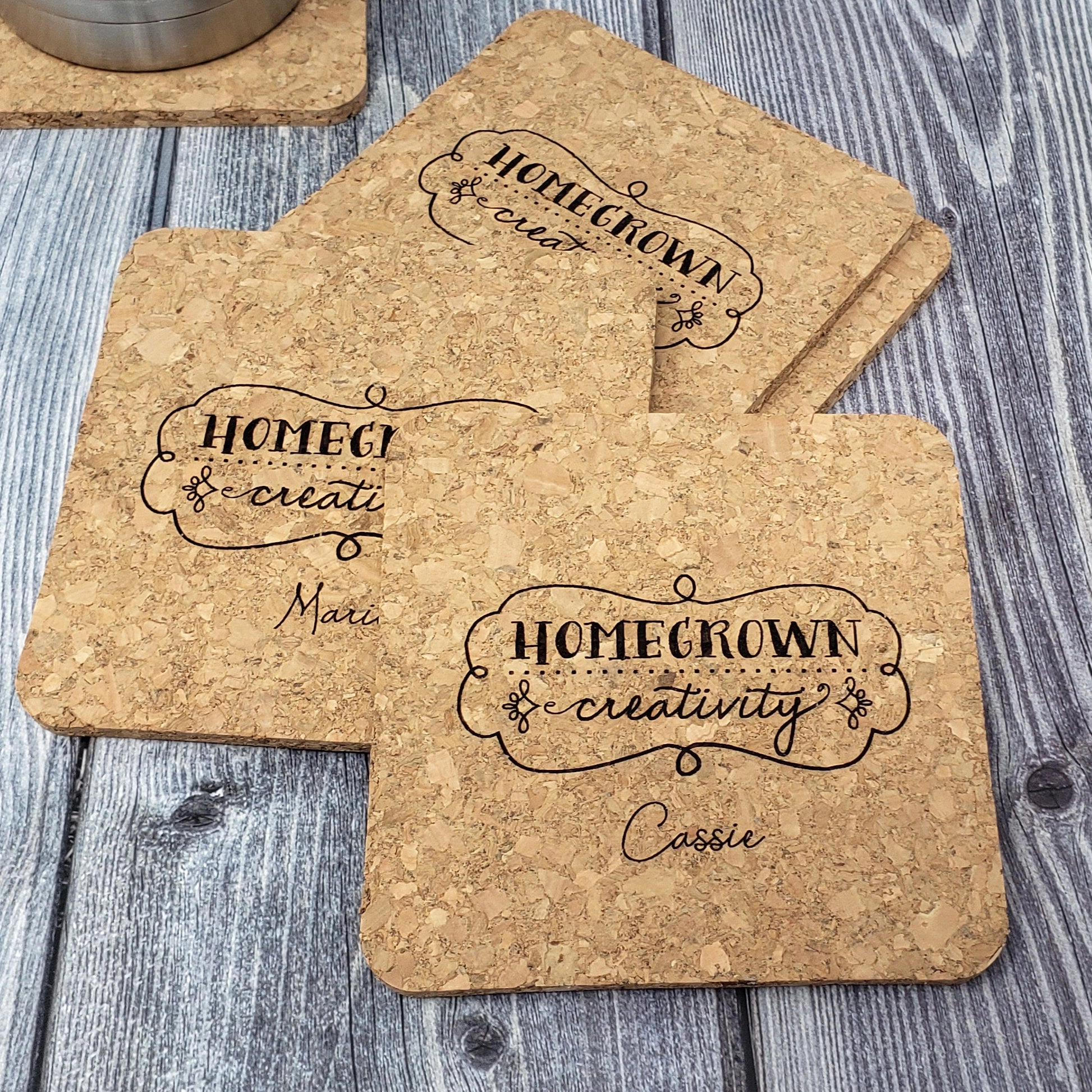 Personalized Cork Coasters | Set Square | Housewarming Gift Wedding Party Gift New Home Teacher 4