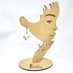 Earring Display Stand Women Girl Side View Silhouette Customized with your Logo Text on Base Stand 2