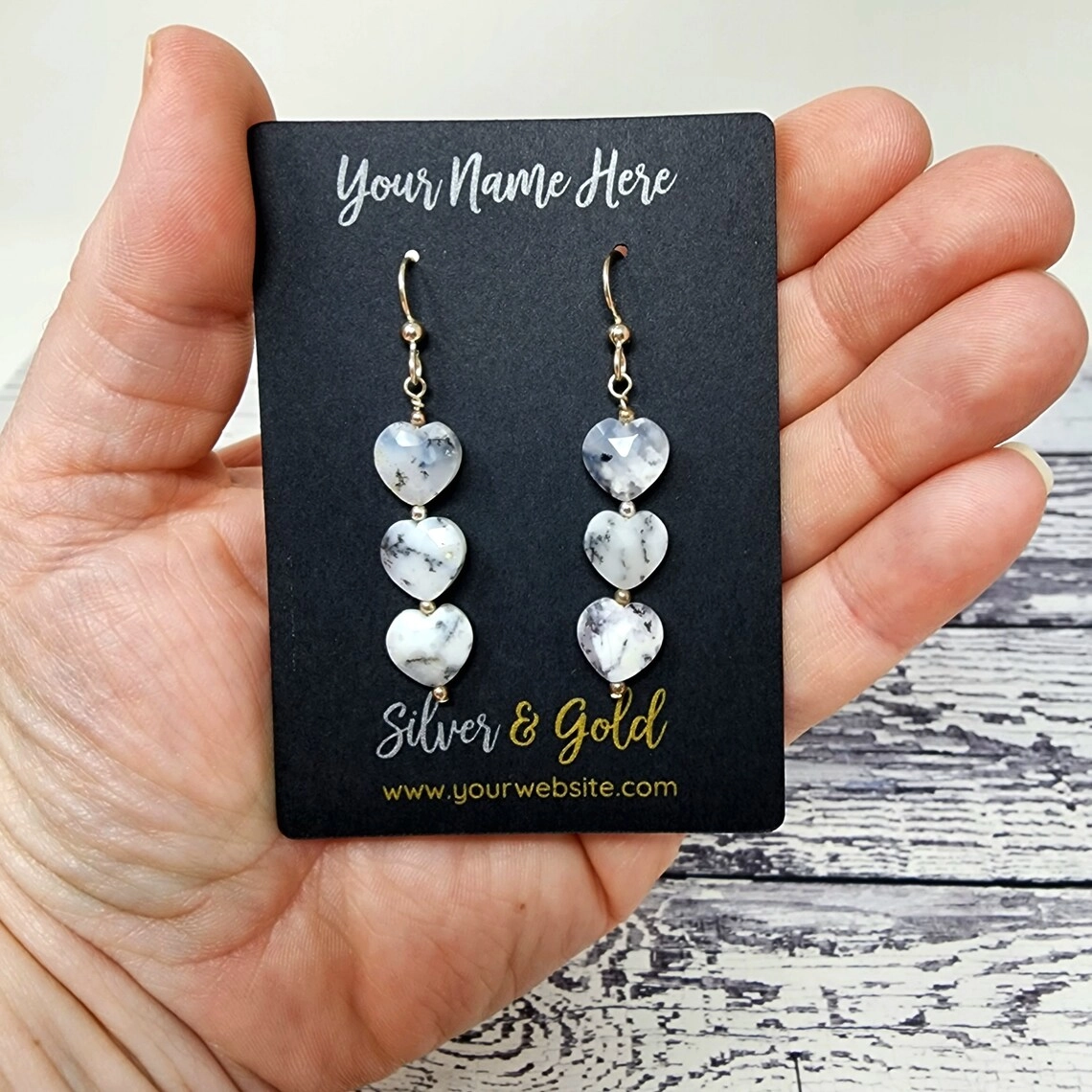 Gold or Silver Ink Printing on Rounded Corner Rectangle & Square Earring Necklace Hair Bow Price Tag 5