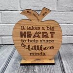 Custom Teacher Appreciation Gift Wood Engraved Apple Desk Display Award | Thank You | Big Heart to h 1