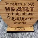 Custom Teacher Appreciation Gift Wood Engraved Apple Desk Display Award | Thank You | Big Heart to h 2