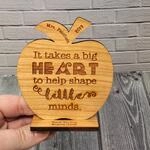 Custom Teacher Appreciation Gift Wood Engraved Apple Desk Display Award | Thank You | Big Heart to h 4