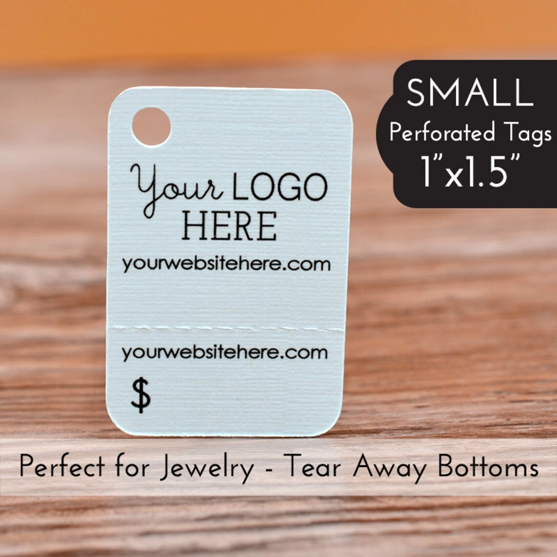 Perforated Price Tags - 1"x1.5" Tear Away Bottom - Jewelry Hang Tags 3