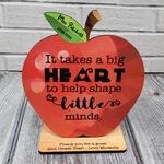 Custom Teacher Appreciation Gift Wood Apple Desk Display Award | Thank You | Big Heart to help Shape 2