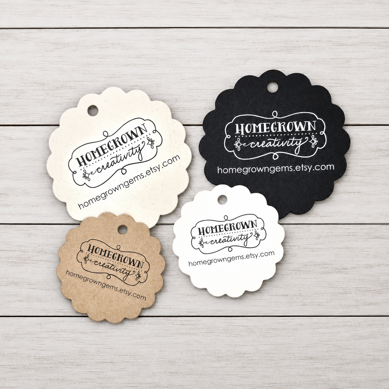 Scalloped Circle Customized Small Price Tags Jewelry Hang Tags Labels | MULTIPLE Sizes | 1