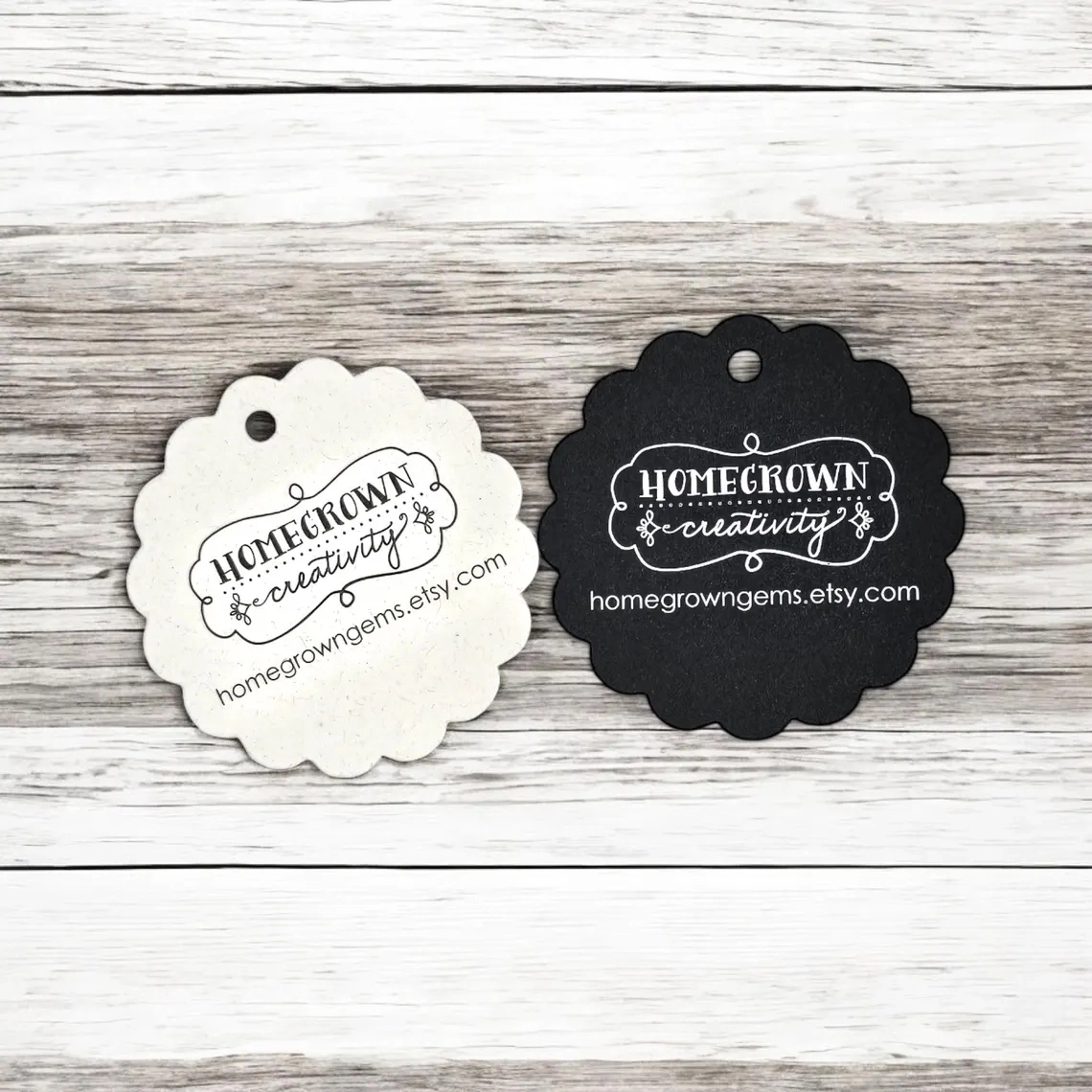 Scalloped Circle Customized Small Price Tags Jewelry Hang Tags Labels | MULTIPLE Sizes | 4