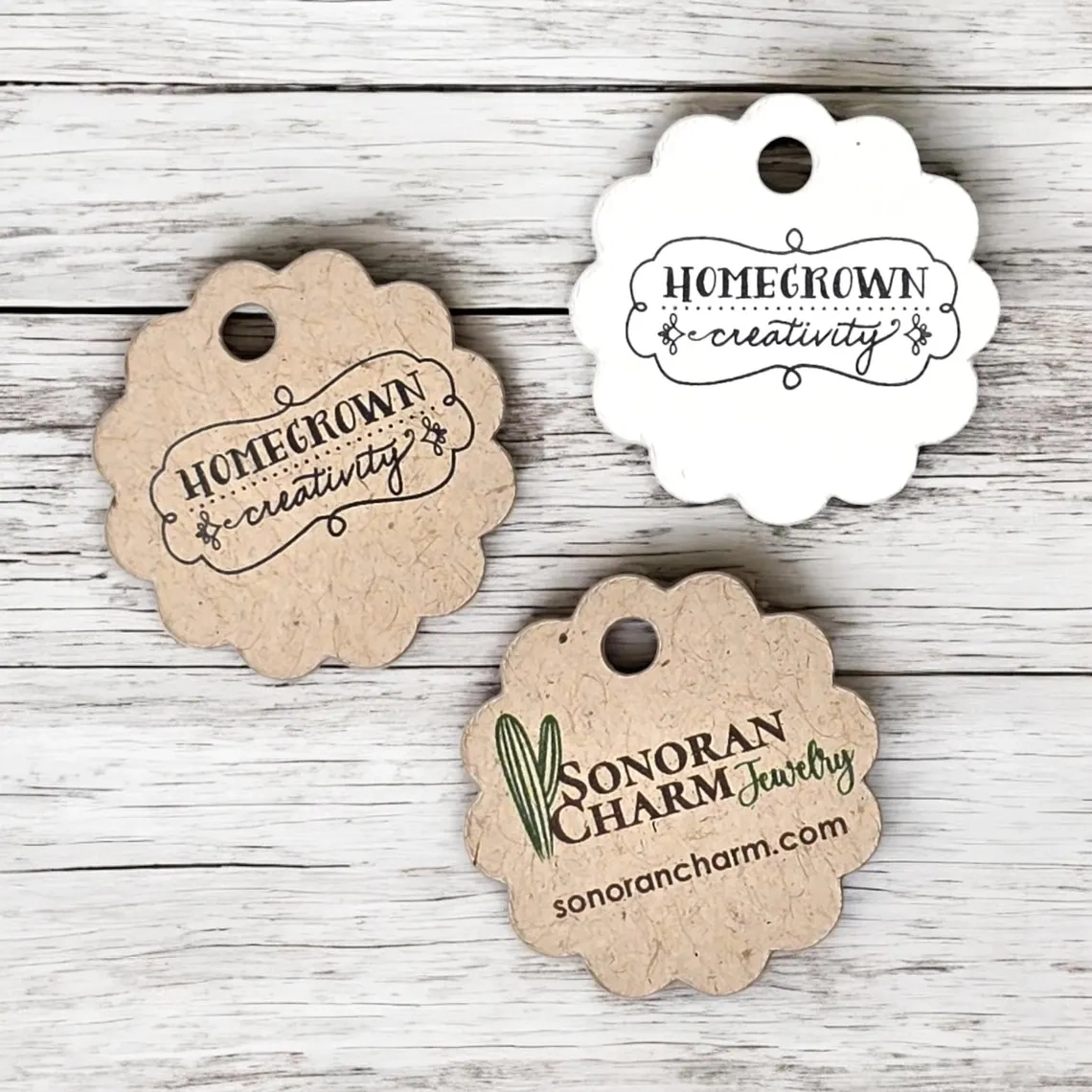 Scalloped Circle Customized Small Price Tags Jewelry Hang Tags Labels | MULTIPLE Sizes | 2