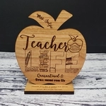 Custom Teacher Appreciation Gift Wood Engraved Apple Desk Display Award | Thank You | Teacher Life 1