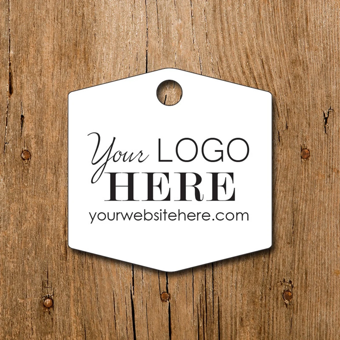 Hexagon Wide Die Cut Hang Tags Customized with your Logo | Multiple Sizes 2