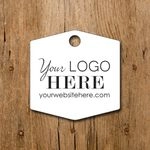 Hexagon Wide Die Cut Hang Tags Customized with your Logo | Multiple Sizes 2