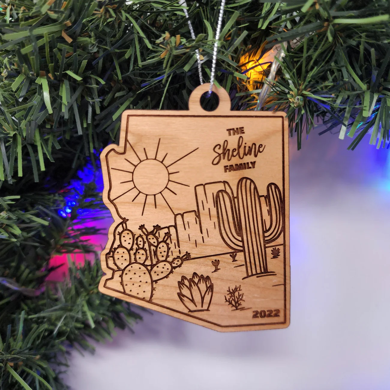 Arizona State Desert Cactus Garden Landscape Ornament Merry Christmas