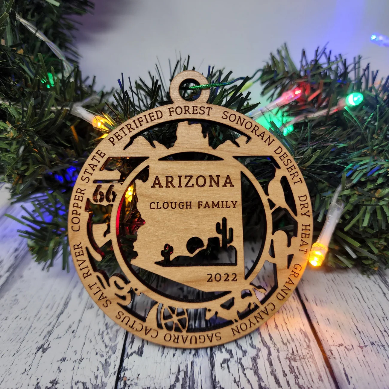 Arizona State Landmarks Round Ornament - Personalized