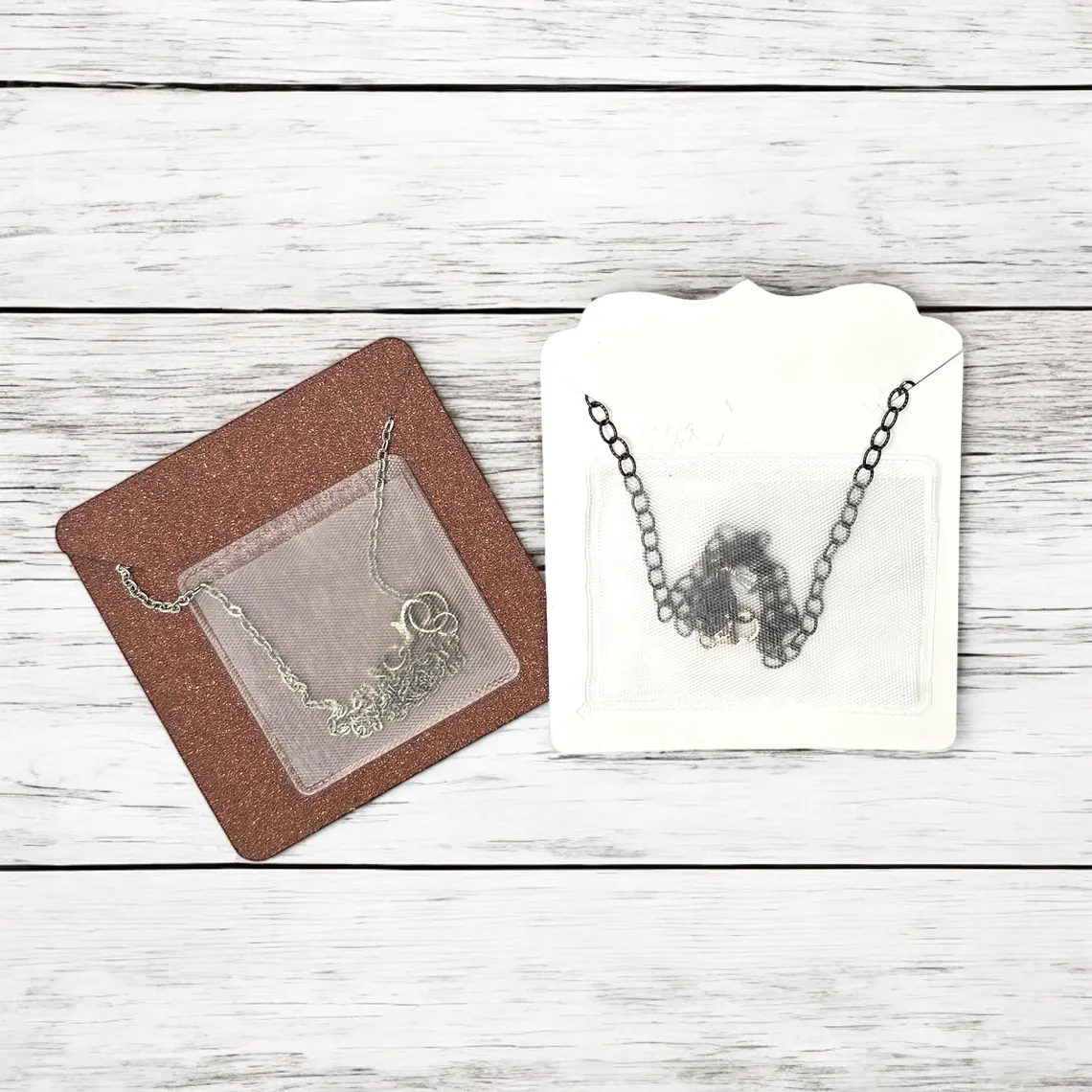 Plastic Stick on Pouches for necklace cards - Hold Chain