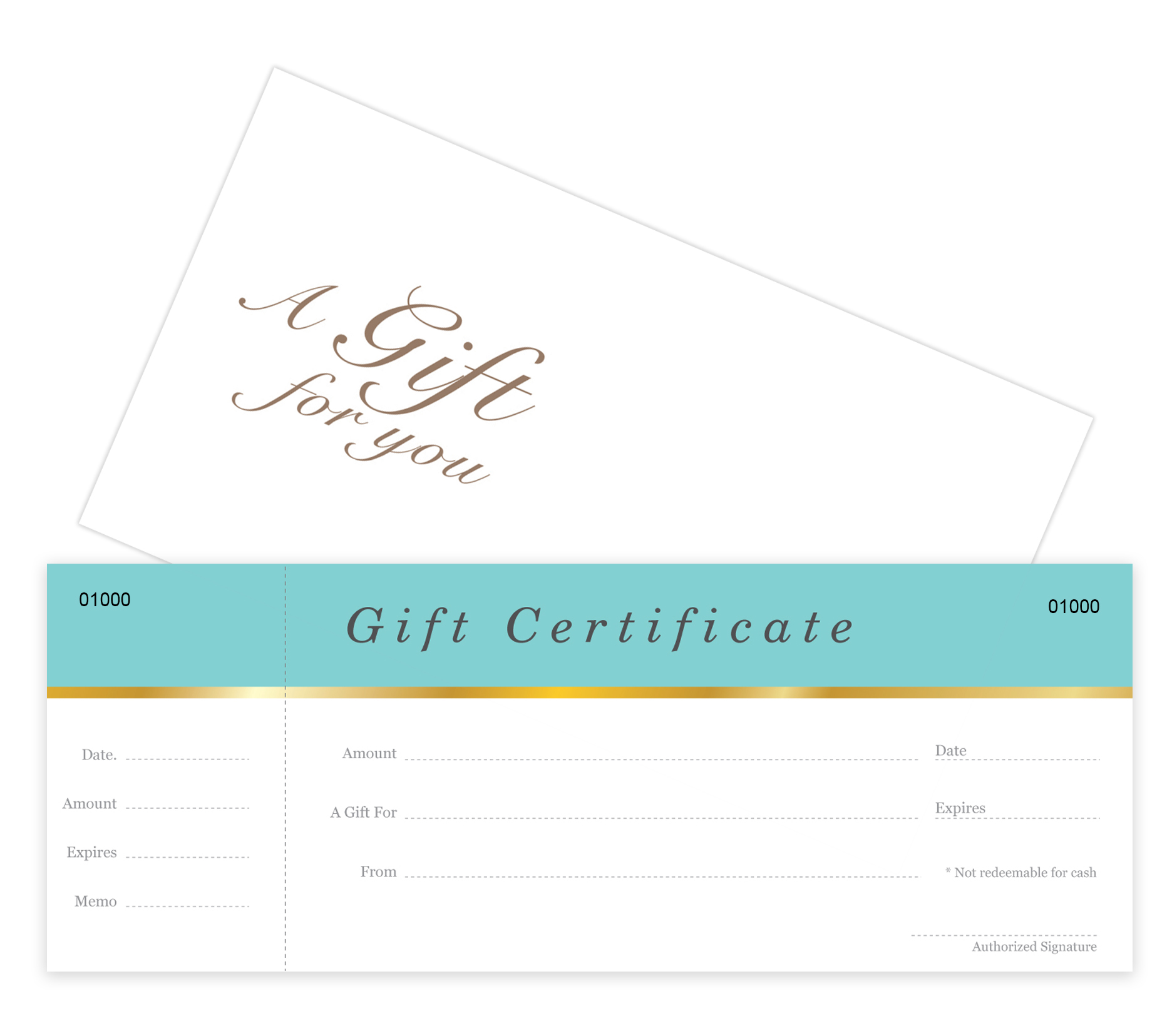 Blank Gift Certificates 25set - Aqua