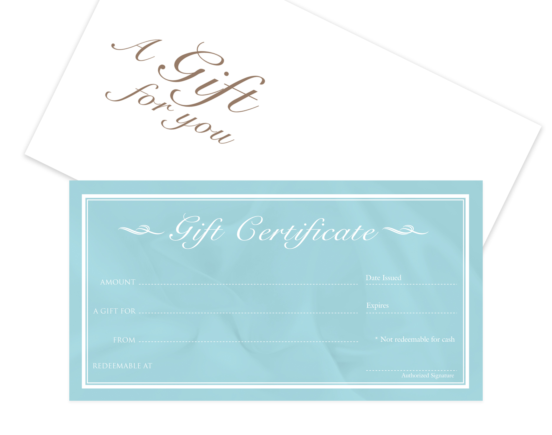 Blank Gift Certicates-Modern Teal-No Stub