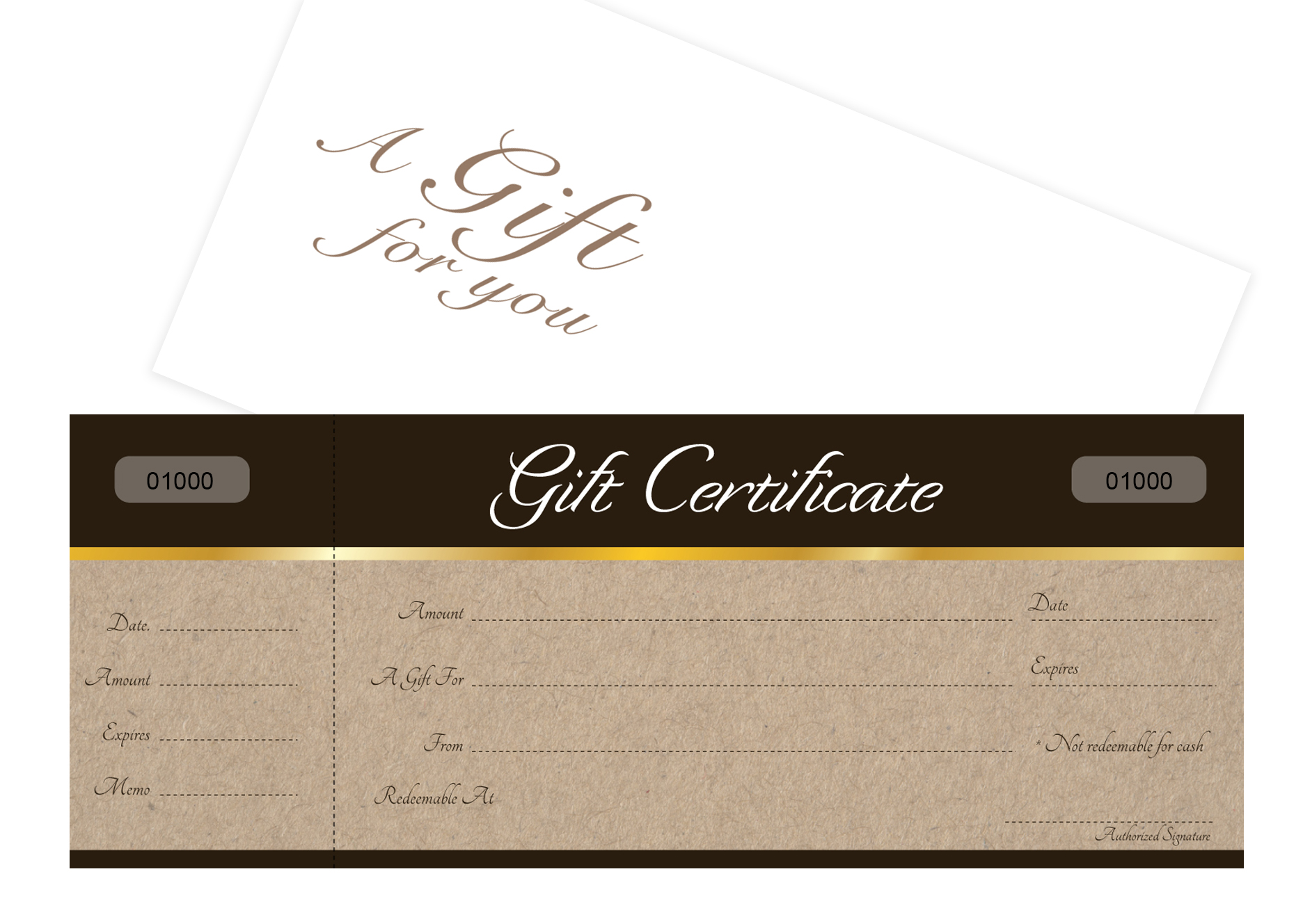 Blank Gift Certificates 25set - Sephia with Stub