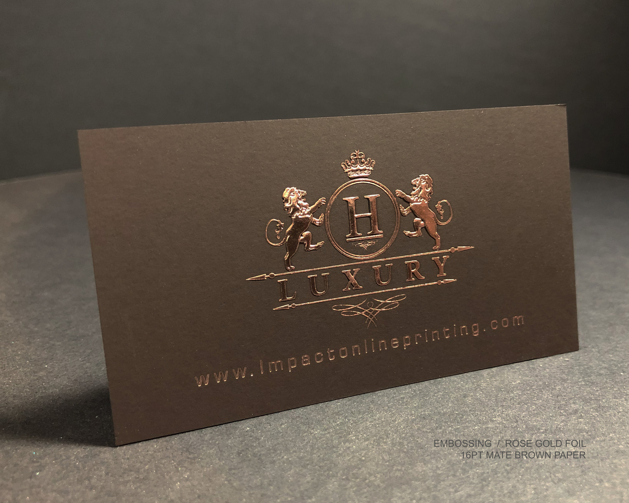 Embossed  Dark Brown Business Cards 1