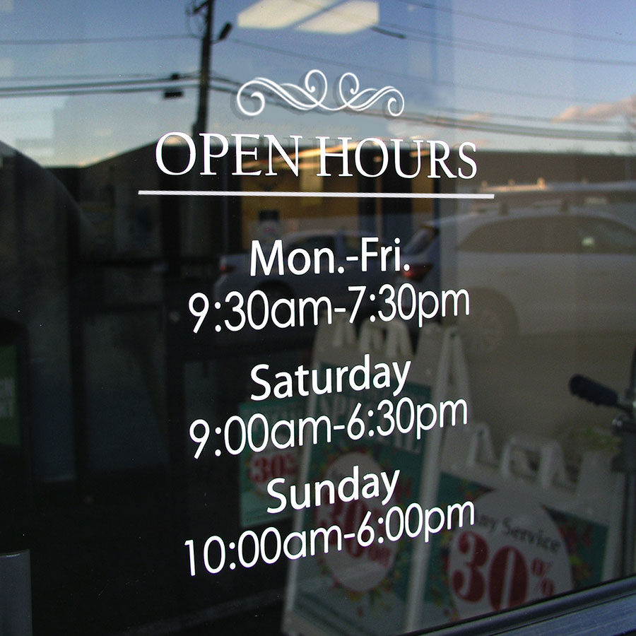 Window Open Hour Vinyl Lettering 3