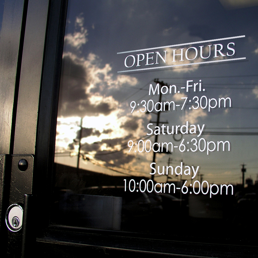Window Open Hour Vinyl Lettering 1