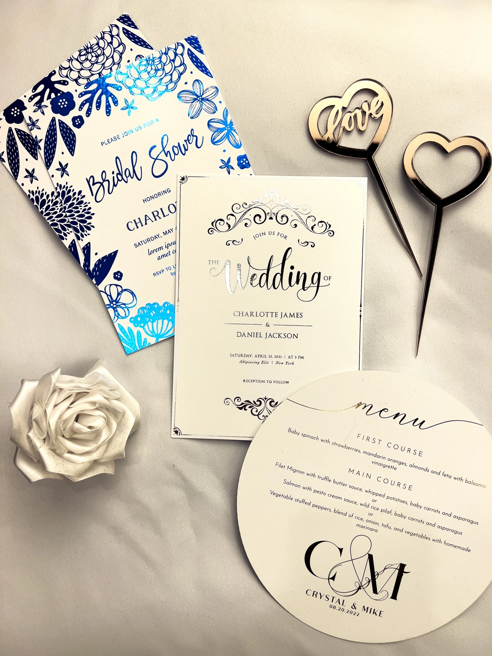 Wedding Prints and Foil Menus at Inscriptu