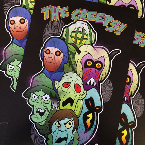 Digital Art Prints with Scooby Doo villains and the words "The Creeps!"