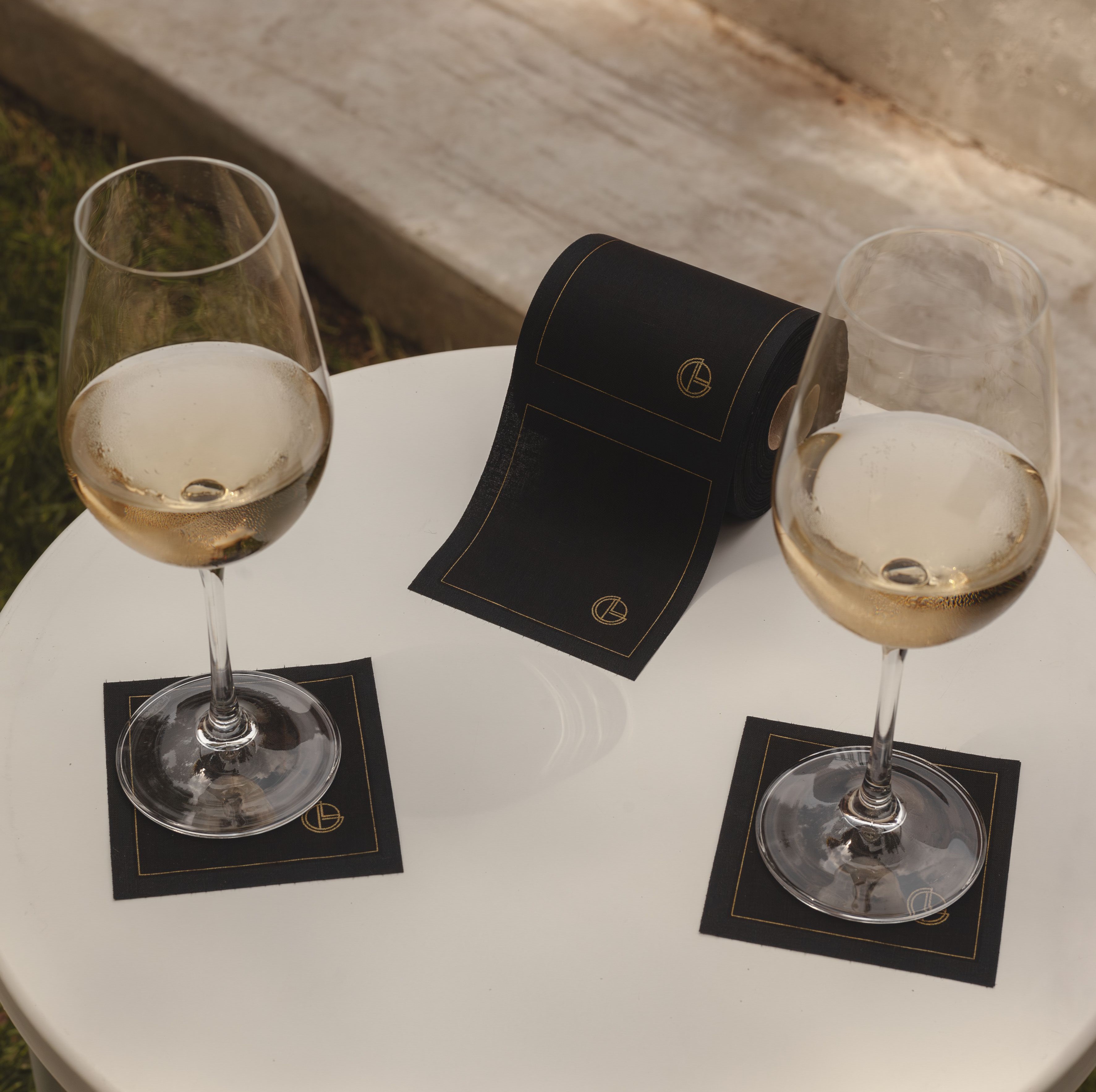 The Fairmont Gold - 4"x4" Black Cotton Napkin - Rolls of 200 units - Full Case