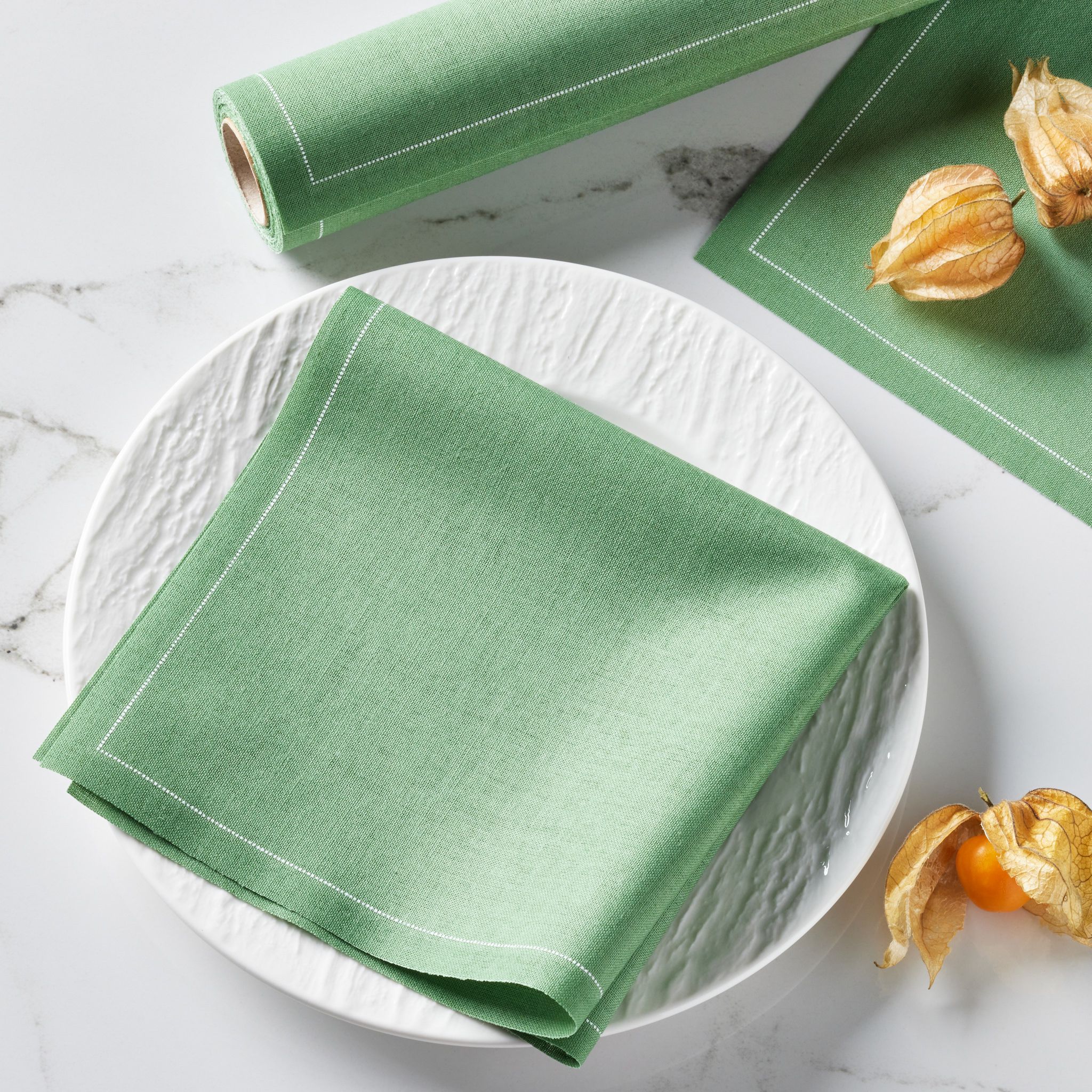 Eucalyptus Cotton Dinner Napkins 12" x 12" - 12 Units per Roll, 10 rolls per Case - Full Case