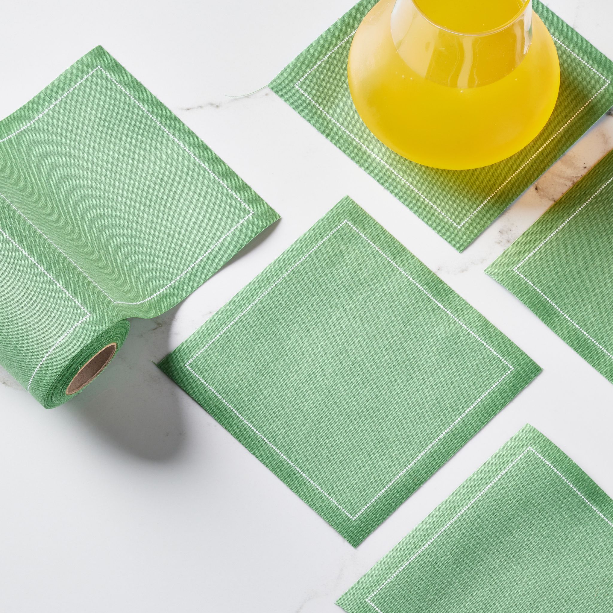Eucalyptus Cotton Cocktail Napkins 4.5" x 4.5"- 50 Units per Roll, 10 rolls per Case - Full Case