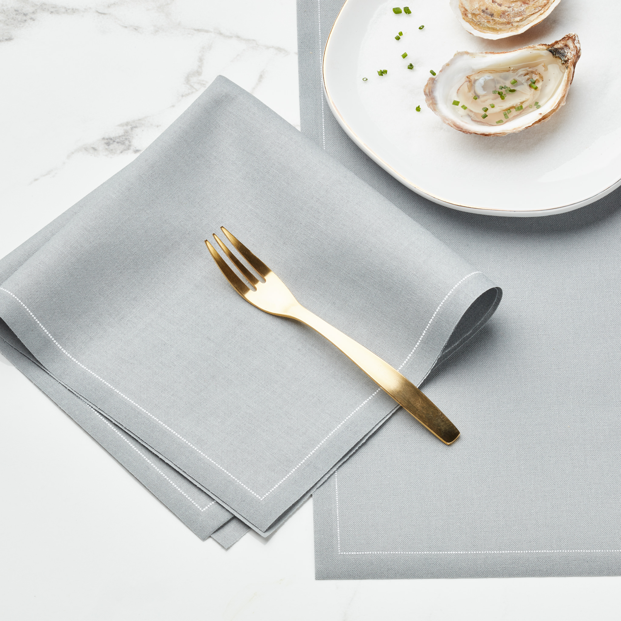 Grey Cotton Dinner Napkins 12" x 12" - 12 Units per Roll, 10 rolls per Case -  Full Case