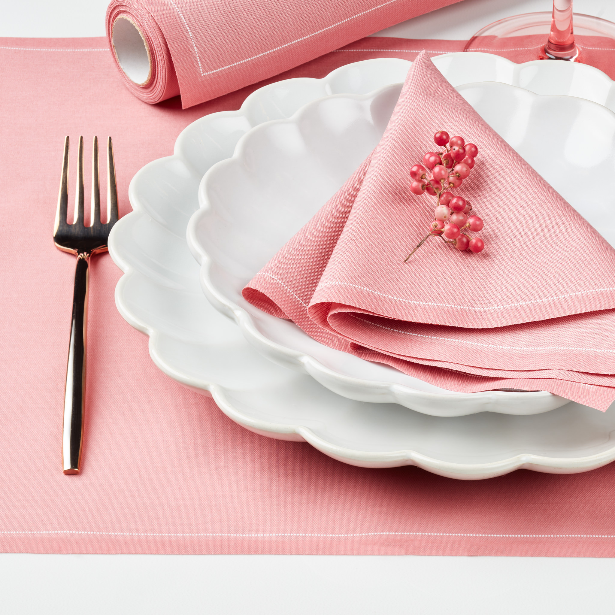 Dusty Pink Cotton Dinner Napkins 12" x 12" / 30cm x 30 cm - 12 Units per Roll, 10 rolls per Case -