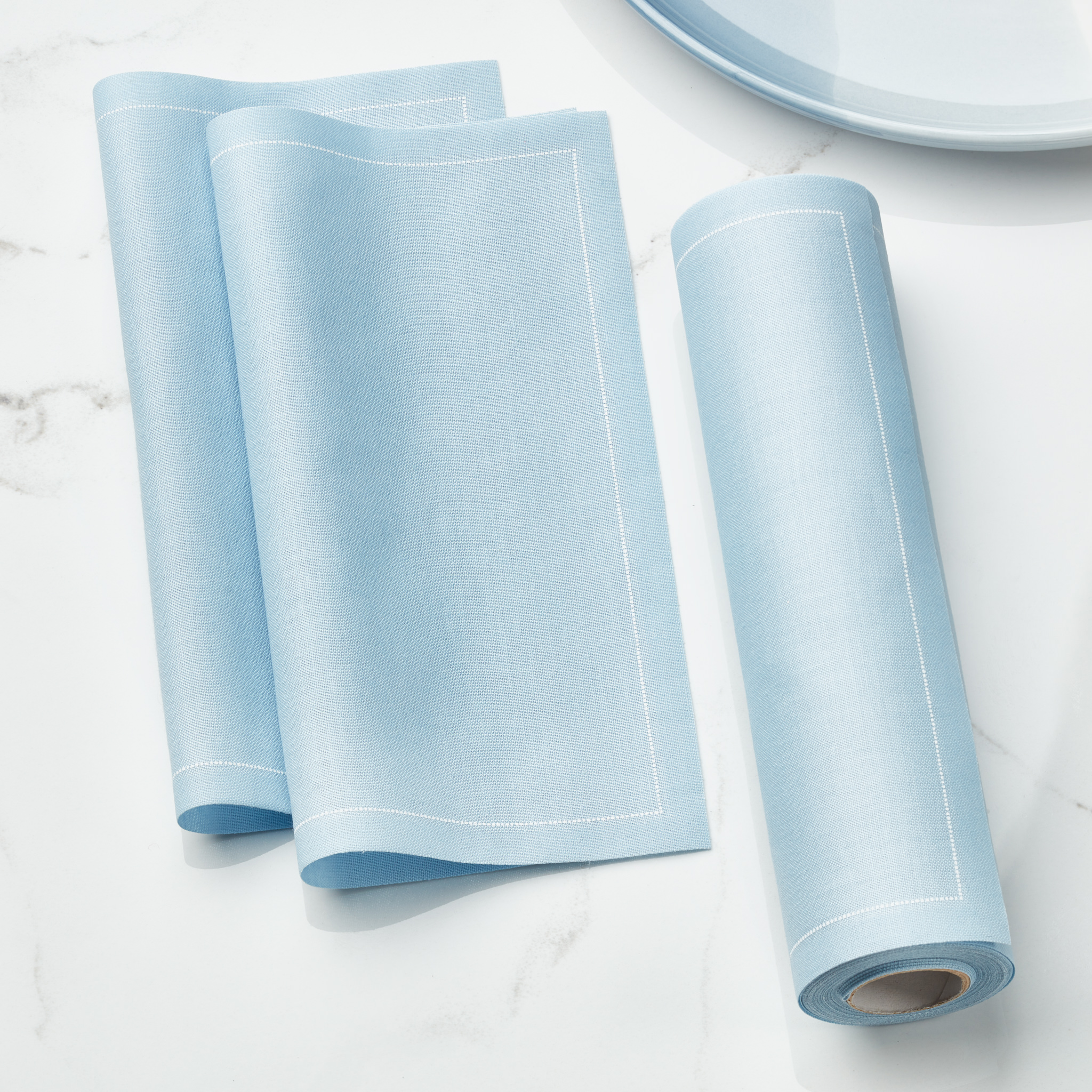 Foggy Blue Cotton Luncheon Napkins 8" x 8"- 25 Units per Roll, 10 rolls per Case - Full Case
