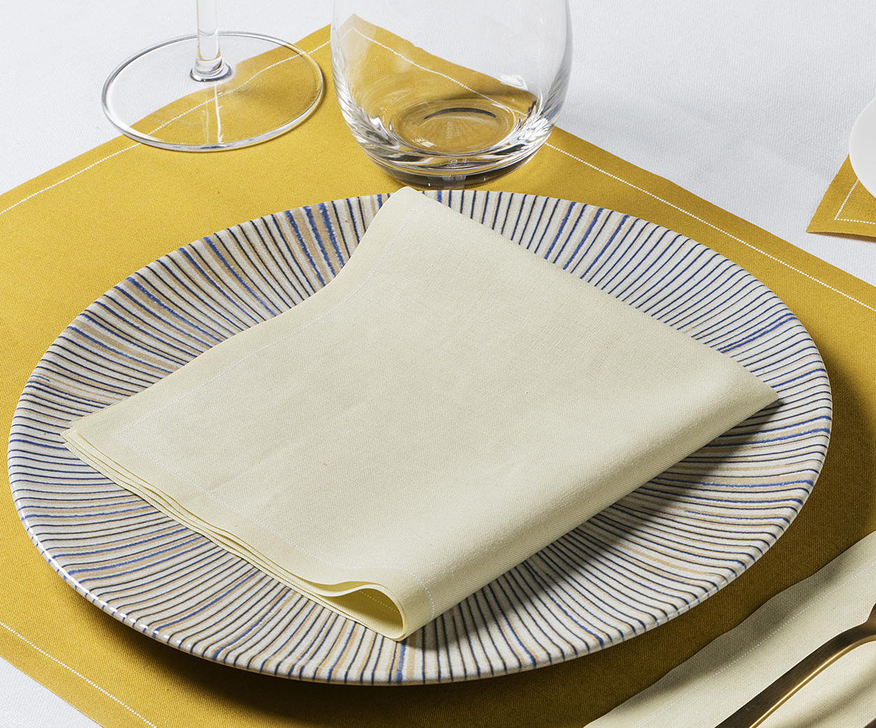 Pastel Yellow Cotton Dinner Napkins 12" x 12" - 12 Units per Roll, 10 rolls per Case - Full Case