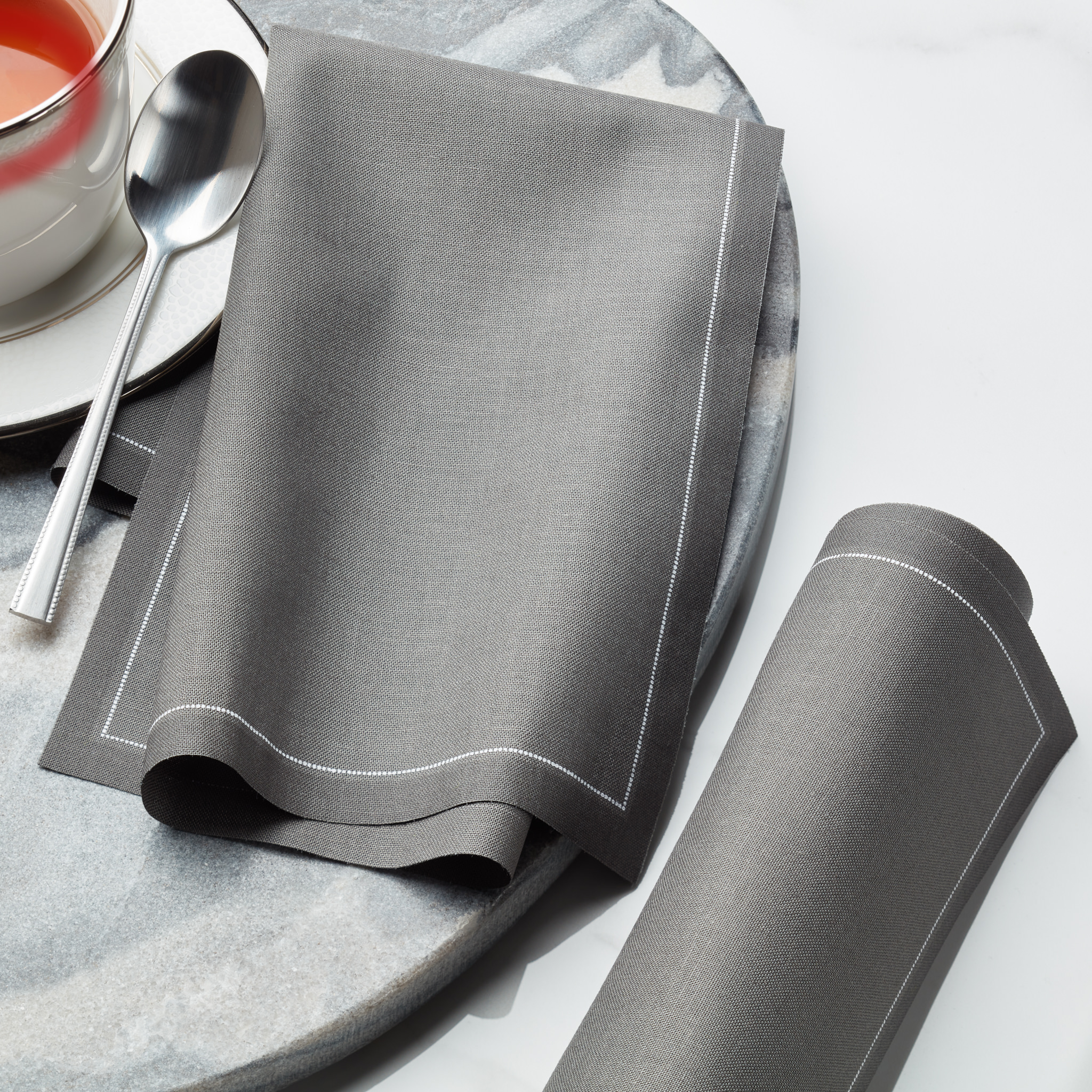 Anthracite Grey Cotton Dinner Napkins 12" x 12" - 12 Units per Roll, 10 rolls per Case -  Full Case